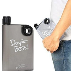 Black Ultra Slim Notebook Style Water Bottle 380ml | Portable Memo Bottle for Travel, School & Office