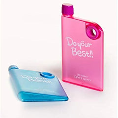 Pink Ultra Slim Notebook Style Water Bottle 380ml | Portable Memo Bottle for Travel, School & Office