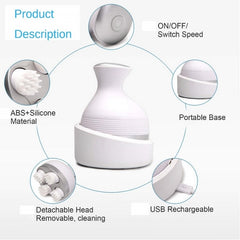 Electric Scalp Massager with 4 Clusters | Rechargeable & Full-Body Relaxation