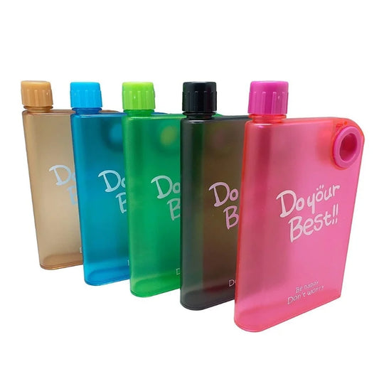 Pink Ultra Slim Notebook Style Water Bottle 380ml | Portable Memo Bottle for Travel, School & Office