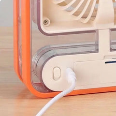 Portable USB Air Cooler Fan – 3-Speed, Mist Spray, Rechargeable | Random Color