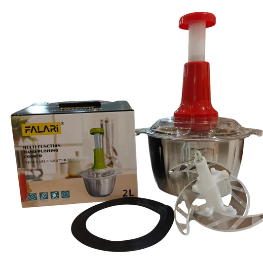 2L Manual Food Chopper | Stainless Steel Bowl & 4 Sharp Blades
