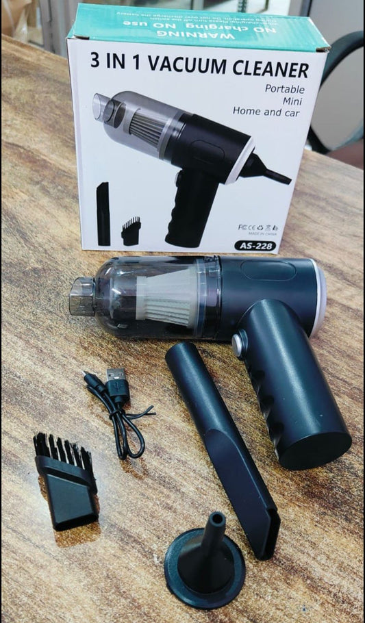 3 In 1 Portable Vacuum Cleaner Duster Blower  | Air Pump Wireless Hand-held Cleaning For Car Home