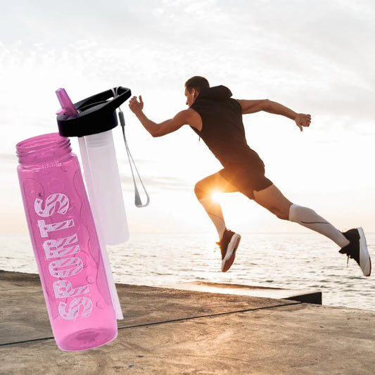 Pink Stylish Water Sport Bottle 1000ml with Straw | Leakproof BPA-Free Hydration Bottle for School, Gym & Travel