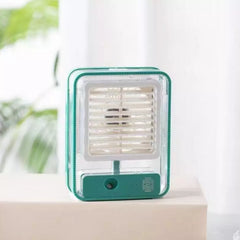 Portable USB Air Cooler Fan – 3-Speed, Mist Spray, Rechargeable | Random Color