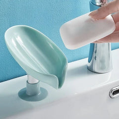Leaf-Shaped Self-Draining Soap Holder | Stylish Waterfall Design with Suction Base for Bathroom & Kitchen | Random Colors